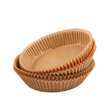 Imagem de Forro de Papel Descartavel para Air Fryer 20 cm com 100 unidades cozimento antiaderente para fritadeira a ar à prova de óleo pergaminho à prova d'água Substituição para Forno Micro-Ondas