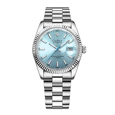 Imagem de CADISEN Relógios automáticos masculinos mecânicos à prova d'água relógio de pulso de aço inoxidável, 8214 Azul, Mecânica