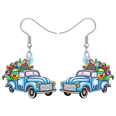 Imagem de BAMAY Brincos de acrílico com ovos de páscoa para carros, coelhos, caminhões, pingentes, joias de coelho, presentes para mulheres e meninas, 28mm x 29mm, Acrílico, Sem pedra preciosa