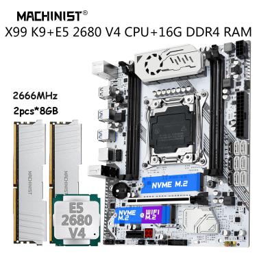 Imagem de MÁQUINA K9 X99 Placa-Mãe Combo LGA 2011-3 E5 2680 V4 kit Xeon CPU Processador DDR4 16GB  2 * 8GB