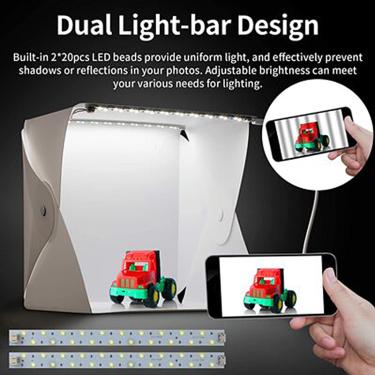 Imagem de Dobrável lightbox 20cm mini estudio fotográfico led photo studio tenda led softbox fundo kit usb
