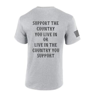 Imagem de Camiseta masculina patriótica Love The Country You Live in American Flag Camiseta de manga curta, Cinza esportivo, M