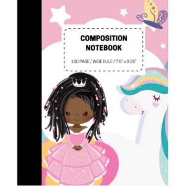 Imagem de Caderno de composição de unicórnio e princesa negra