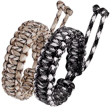 Imagem de Jewever Paracord Pulseiras de sobrevivência trançadas corda feita à mão para casais, homens e mulheres, tamanho ajustável (conjunto de 2), 8 inch