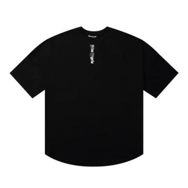 Imagem de Camiseta Pa manga curta cor doce casual versátil gola redonda manga curta, Preto, XG