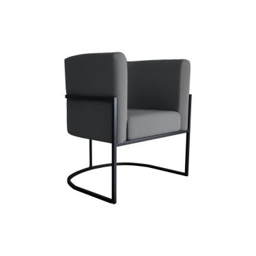 Imagem de Poltrona Decorativa Cadeira Veludo Cinza Matrix Cairo Sala Recepção Base