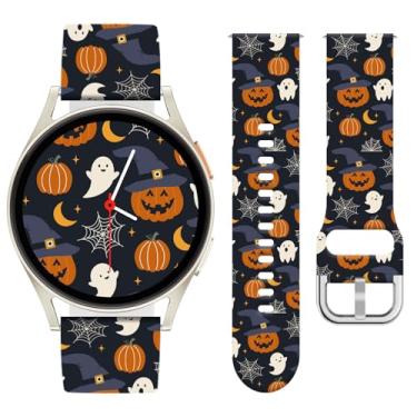 Imagem de Watbro Pulseira de relógio de Halloween compatível com Samsung Galaxy Watch 7/FE/6/5/4 com pingentes, pulseira esportiva de silicone macio de 20 mm para Garmin Vivoactive 5/Vivoactive 3 Smart Watch
