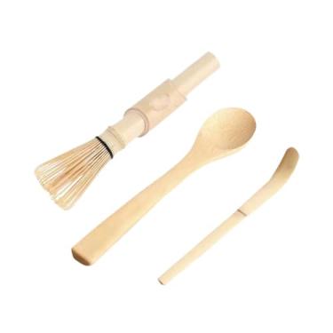 Imagem de IEUDNS Conjunto de 3 peças de Matcha e colher de chá tradicional, utensílios de chá japoneses, acessórios de kit de Matcha feitos à mão com colher de Matcha