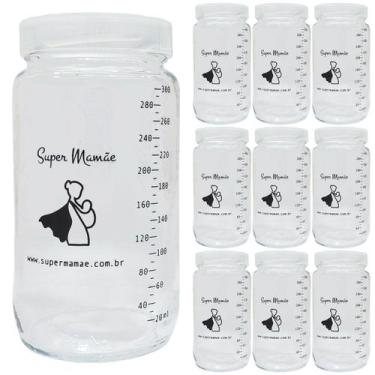 Imagem de Potes Vidro para Armazenar Leite Materno Graduados 300ml 10UND - Super
