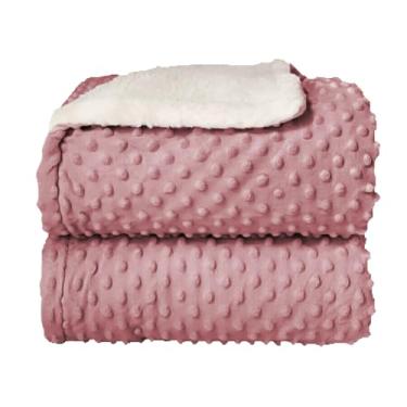 Imagem de Cobertor Donna Laço Bebê Plush com Sherpa Dots Bolinhas Rosa