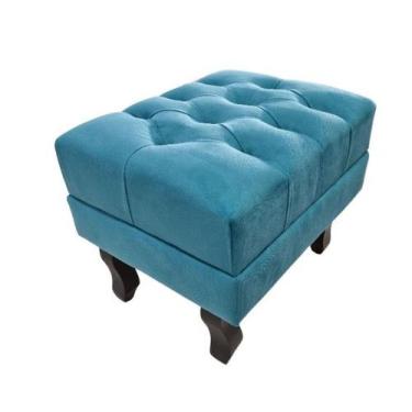 Imagem de Puff Baú Luís XV SRJ Suede Cor Turquesa - SRJ Móveis