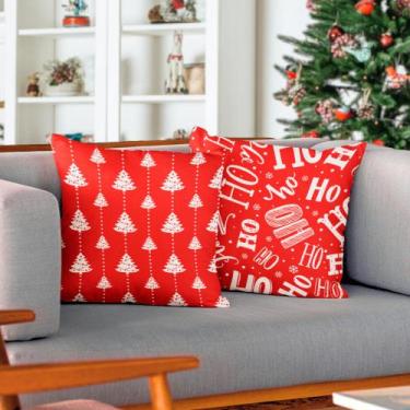 Imagem de Kit Jogo Capas de Almofadas 45 x45 Decorativas de Natal Natalina 4 Peç