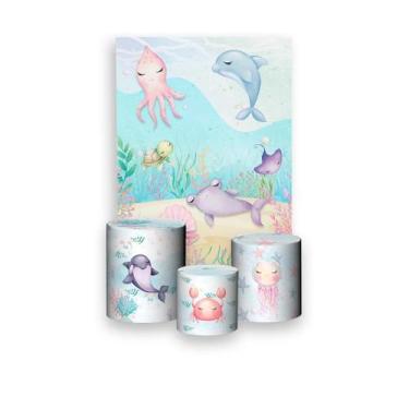 Imagem de Painel De Festa Vertical 1,50 x 2,20 + Trio De Capas Cilindro - Fundo 