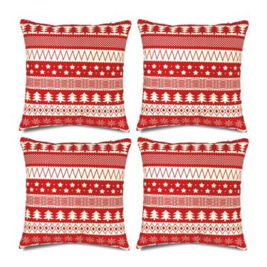 Imagem de Kit Jogo Capas de Almofadas 45 x45 Decorativas de Natal Natalina 4 Peç