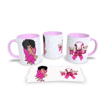 Imagem de Canecas Rosa de Porcelana Personalizadas Outubro Azul - Estampa Sublim