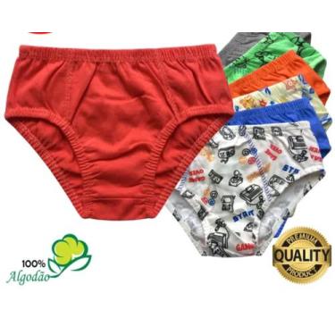 Imagem de Kit 3 Cuecas Infantil Slip Lisa e Estampada Menino Algodão TAM. G - Be
