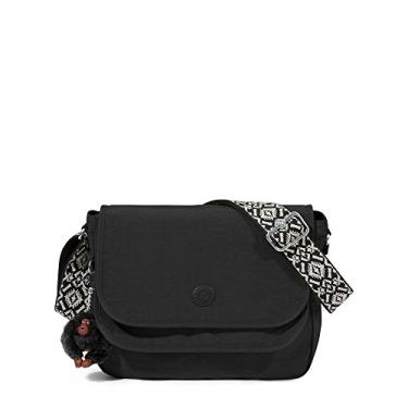 Imagem de Kipling Bolsa tiracolo feminina Brooklyn Go sólida com alça de guitarra, Preto, One Size, Brooklyn Go Bolsa tiracolo sólida com alça de guitarra
