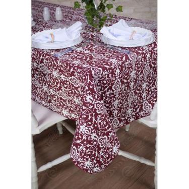 Imagem de Toalha de Mesa Retangular em Tecido Jacquard Estampado Adamascado Vinh