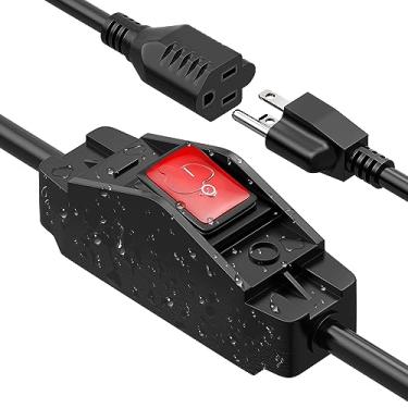 Imagem de Joinfworld Cabo de Extensão de 2 Pés com Interruptor Externo 14Awg Cabo de Extensão Comutado de 3 Pinos 15A 125V À Prova D'Água Interruptor Em Linha de Cabo de Extensão Iluminado para Equipamentos Elé