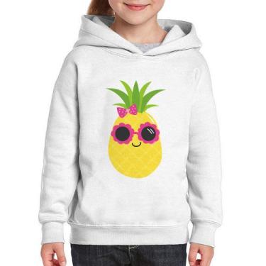 Imagem de Moletom Infantil Abacaxi Óculos e Laço - Foca na Moda, Branco, 4