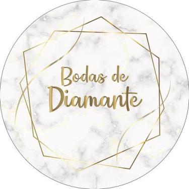 Imagem de Painel De Festa Redondo 1,50x1,50 - Casamento Bodas de Diamante Dourad