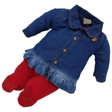Imagem de Conjunto Macacão + Casaco Jeans Bebê Menina Katita Ref 2479, RN ( 0 - 