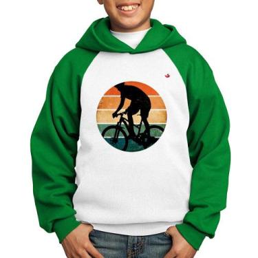 Imagem de Moletom Infantil Ciclismo Vintage Sunset - Foca na Moda, Branco, Verde