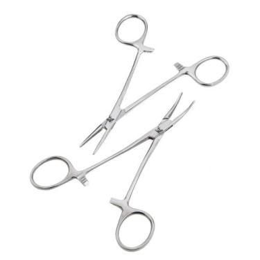 Imagem de Pinça Mosquito Hemostática Reta/curva 12cm Halstead Aço Inox - Barbers
