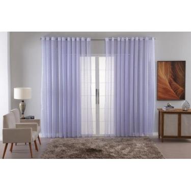 Imagem de Cortina Voil Xadrez Para Sala, Quarto e Cozinha 5,00 x 2,80 Lilás - CO