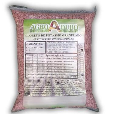Imagem de Fertilizante Cloreto Potássio Granulado 1kg Adubo 60% Kcl - AGROADUBO