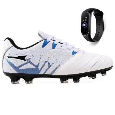 Imagem de Kit Chuteira Futebol Campo Bico em Couro Reforçado Gramado Natural + R