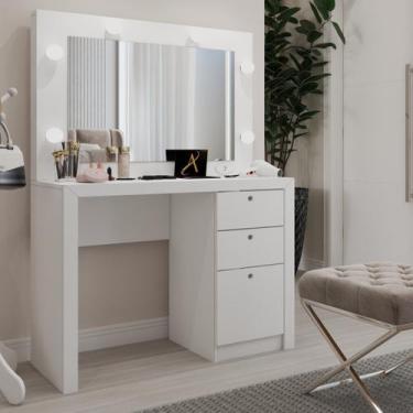 Imagem de Penteadeira Camarim 3 Gavetas Beauty com Espelho e Bocais para Lâmpada