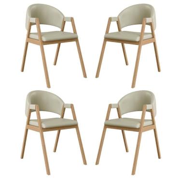 Imagem de Kit 4 Cadeiras Suellen Luxo Reforçada Mesa De Jantar Courino Bege