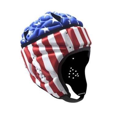 Imagem de oshhni Capacete de Rugby Headwear Equipamento de Proteção Macio Boné Protetor de Cabeça de Rugby para Esportes Jogando Futebol Flag Football Pitcher, Bandeira