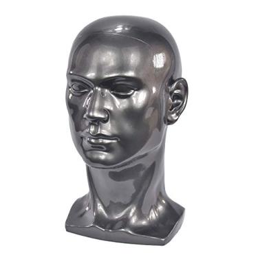 Imagem de dailymall Manequim masculino cabeça manequim para cachecol chapéu óculos de sol – Preto