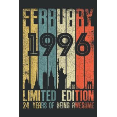 Imagem de February 1996 Meme 24 Year Old Pretty 1996 Birthday Gift Funny: FLOWER JOURNAL: 6" x 9", 100 Pages, Planner, Lined College Ruled Paper, Journal, Diary, Matte Finish Cover