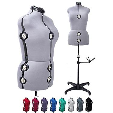 Imagem de BHD BEAUTY Forma de Vestido de Manequim Ajustável de Tecido Feminino Cinza 13 Mostradores para Costura, Torso de Corpo de Manequim com Suporte Tripé, Altura de Ombro de Até 70" (Xl)