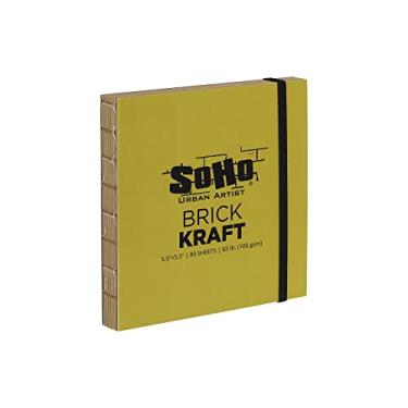 Imagem de SoHo Urban Artist Cadernos de esboços de tijolos, pacote com 20, para esboçar, desenhar, lápis de cor, grafite e mais - Kraft 14 cm x 14 cm (100 GSM, 80 folhas)