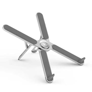 Imagem de Suporte multifuncional dobrável para laptop, liga de alumínio, silicone (prata luar)