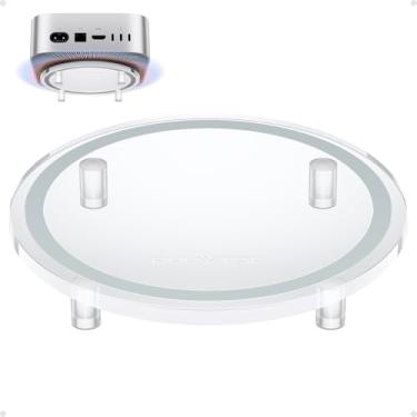 Imagem de PULWTOP Suporte para Mac Mini M4/M4 Pro 2024, suporte de computador para Mac Mini 2024, botão liga/desliga fácil de acessar, suporte de design simples