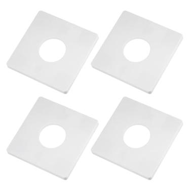 Imagem de Kozelo 4 peças de flange dividida na parede - [ 33 mm/1,3 polegadas furo x 85 mm/3,4 polegadas], placa de escudo autoadesiva tampa de tubo de água para decoração de torneira de água, branco