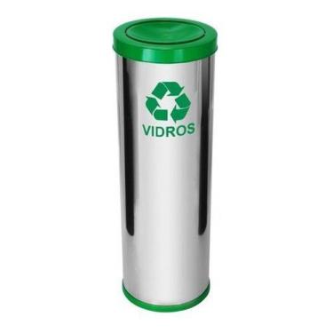 Imagem de Lixeira Em Aço Inox Com Tampa Meia Esfera Pintada 30 Litros - JSN