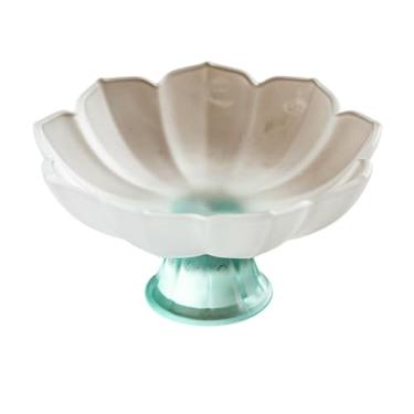 Imagem de Prato de frutas de vidro para pés altos, cesta de sobremesa para sala de estar em casa - azul vidro