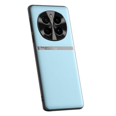 Imagem de LYJSMGZ Capa fina para Honor Magic 7 Pro/7, homens e mulheres, capa de couro vegano líquido, luxuosa, proteção total para lentes antiqueda, azul, 7