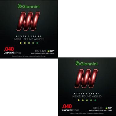 Imagem de Kit 2 Encordoamento Baixo Giannini Electric GEEBRL5 Nickel 5c 0.040"