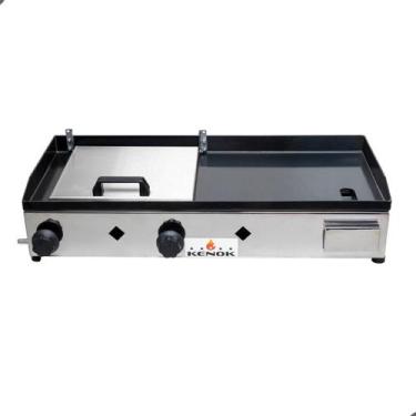 Imagem de Chapa Aço Inox Gás Gril Lanche Hamburguer Gril Porções - KENOK
