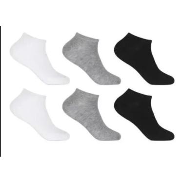 Imagem de Kit com 3 pares de meias Preta Branca e Cinza soquete Altomax - MMMODA