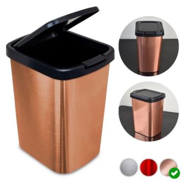 Imagem de Lixeira 9 Litros Metalizado C/ Tampa Click Banheiro Cozinha - Arqplast