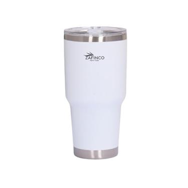 Imagem de ZAFiNCO Copo a vácuo de 850 g - Caneca/copo de café térmico isolado a vácuo revestido a pó de aço inoxidável com tampa para viagens, esportes e todas as atividades ao ar livre (branco, 850 g)
