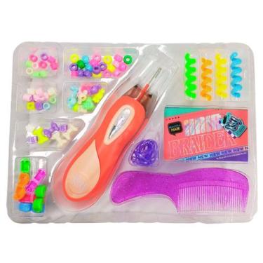 Imagem de kit aplicador de miçanga trança terere para cabelo brinquedo infantil 